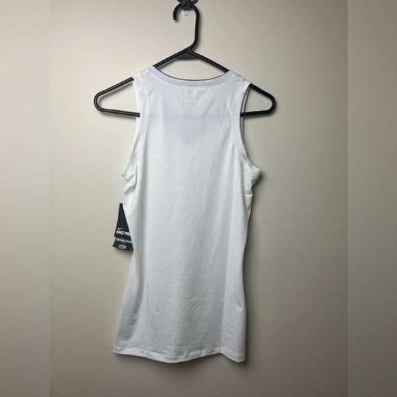 Women’s Nike Pro Dri-fit Stay Cool Fitted White Training Tank Small Style-458670 - Picture 2 of 5